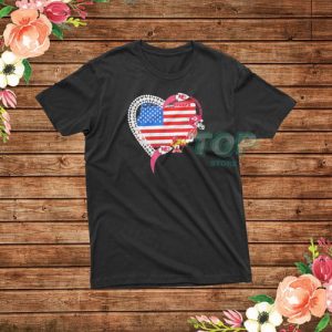 Kansas City Chiefs Football Heart American Flag T-Shirt