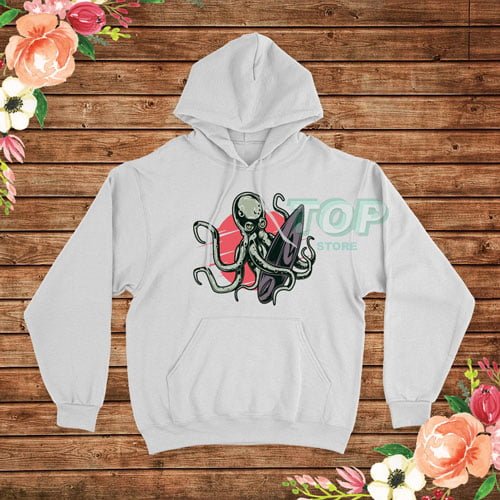 Funny Surfing Octopus Graphic Hoodie