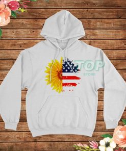 Sunflower American Flag Vintage Patriotic USA Hoodie