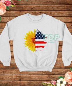 Sunflower American Flag Vintage Patriotic USA Sweatshirt