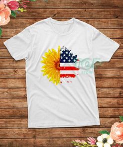 Sunflower American Flag Vintage Patriotic USA T-Shirt